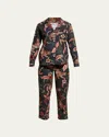 Desmond & Dempsey Long Pyjama Set Soleia Print Cream In Blue Pattern