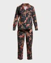 Desmond & Dempsey Soleia Cotton Long Pajama Set In Blue Pattern