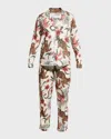 Desmond & Dempsey Long Pyjama Set Soleia Print Cream In Creammulti