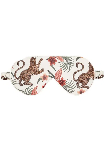Desmond & Dempsey Soleia Printed Cotton Eye Mask In Cream