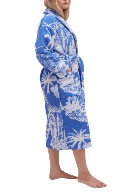 Desmond & Dempsey Unisex Towel Robe In Blue
