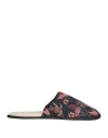 Desmond & Dempsey Woman House Slipper Navy Size 6 Cotton In Navy Blue