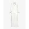 Desmond And Dempsey Womens Contrast-trim Long-sleeve Cotton Pyjama Set Cream In Cream