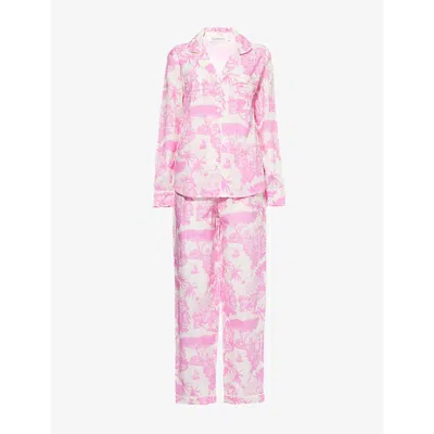 Desmond And Dempsey Womens  Rayas Tiger-print Cotton Pyjamas In Loxodonta