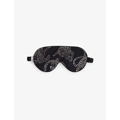 Desmond And Dempsey Womens Tiger-print Cotton Eye Mask Jag Navy In Jag Navy