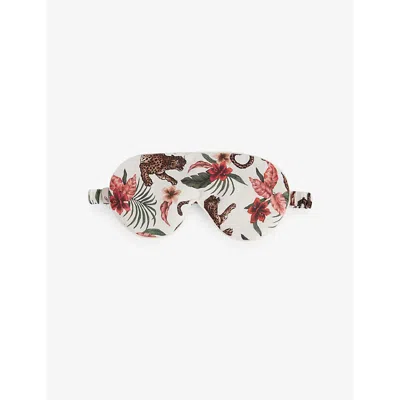 Desmond And Dempsey Womens Tiger-print Cotton Eye Mask Soleia Cream In Soleia Cream