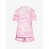 Desmond And Dempsey Womens  Illustrated-print Short-sleeve Cotton Pyjama Set In Loxodonta