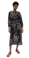 Desmond & Dempsey Blouson Sleeve Kaftan Navy In Navy