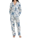 Desmond & Dempsey Bromley Parrot Long Pajama Set In Parrot Cream/blue