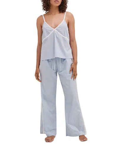 Desmond & Dempsey Cami Pajama Set In Poplin Blue