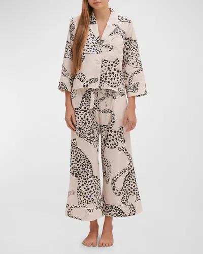 Desmond & Dempsey Women's 2-piece Jag-print Cotton Pajama Set In Cream