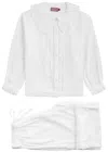 Desmond & Dempsey Lace-trim Pyjama Sets In White