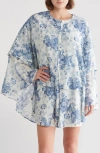 Desmond & Dempsey Floataway Floral Oversize Cotton Nightgown In Flowers Of Time 50s Blue
