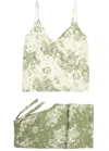 Desmond & Dempsey Floral Leopard-print Cami & Pants Pajama Set In Sage