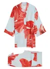 Desmond & Dempsey Grand Hibiscus Printed Linen Pyjama Set