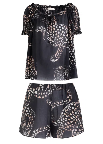 Desmond & Dempsey Jag Printed Cotton-voile Pyjama Set
