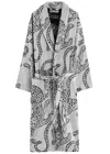 Desmond & Dempsey Printed Towel Robe In Cream