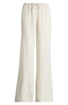Desmond & Dempsey Linen Flare Pajama Pants In Plain Linen Oat