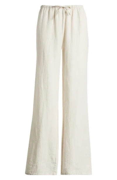 Desmond & Dempsey Linen Flare Pajama Pants In Plain Linen Oat