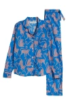 Desmond & Dempsey Long Sleeve Cotton Pajamas In Blue/pink
