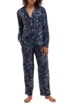 Desmond & Dempsey Floral-print Organic Cotton Pajama Set In Dorothea Navy
