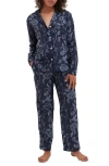 Desmond & Dempsey Floral-print Organic Cotton Pajama Set In Dorothea Navy