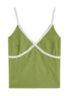 Desmond & Dempsey Poplin Cotton Pyjama Camisole Top In Green