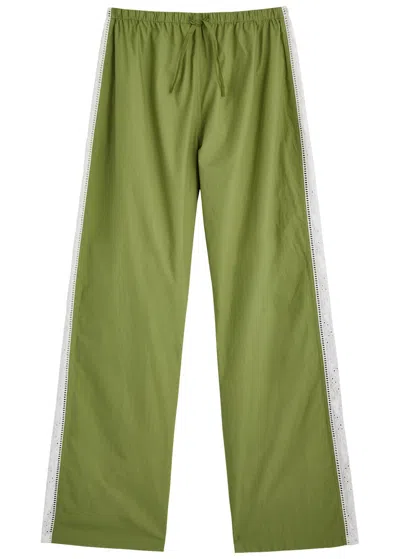 Desmond & Dempsey Poplin Cotton Pyjama Trousers In Green