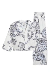 Desmond & Dempsey Print Boxy Wide Leg Cotton Pajamas In Jag Cream