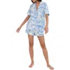 Desmond & Dempsey Loxodonta Safari-print Pajama Set In Loxodonta Blue