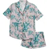 Desmond & Dempsey Print Cotton Short Pajamas In Pink/green