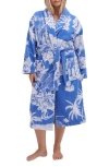 Desmond & Dempsey Printed Towel Robe In Loxodonta Blue/white