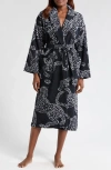 Desmond & Dempsey Print Terry Cloth Robe In Black