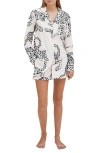 Desmond & Dempsey Leopard Print Classic Short Pajama Set In Jag Cream