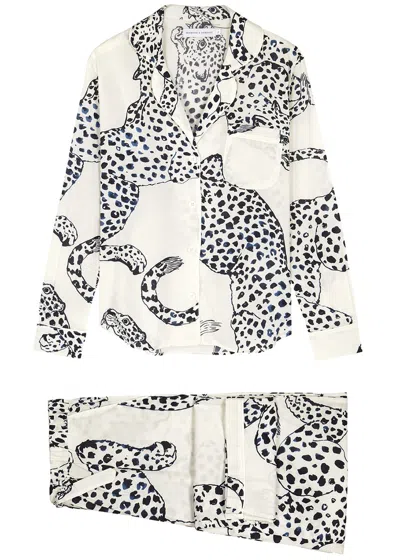 Desmond & Dempsey The Jag Printed Cotton Pyjama Set In Neutral
