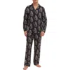 Desmond & Dempsey Tiger Print Long Sleeve Cotton Pajamas In Black/cream