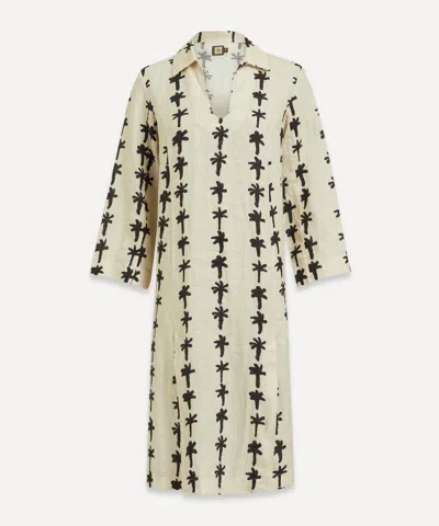 Desmond & Dempsey Women's Palm Stripe Print Linen Kaftan