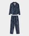 Desmond & Dempsey Floral-print Organic Cotton Pajama Set In Dorothea Navy