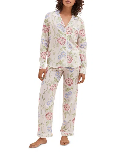 Desmond & Dempsey Jag Long Pajama Set In Dorothea Cream