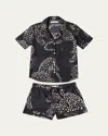 Desmond & Dempsey Jag-print Cotton Short Pajama Set In Jag Navy