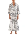 Desmond & Dempsey Jag Print Wide Leg Pajama Set In Cream