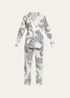 Desmond & Dempsey Large Leopard Long-sleeve Pajama Set In Jag