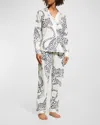 DESMOND & DEMPSEY LARGE LEOPARD LONG-SLEEVE PAJAMA SET