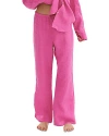 Desmond & Dempsey Linen Flare Pajama Pants In Cerise