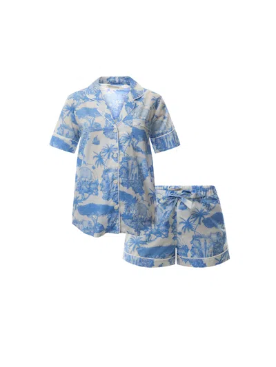 Desmond & Dempsey Loxodonta Short Sleeve Set In Blue