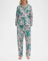 Desmond & Dempsey Parrot-print Organic Cotton Pajama Set In Parrot Pink/green
