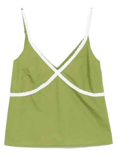 Desmond & Dempsey Poplin Cami Top In Green