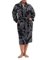 Desmond & Dempsey Printed Towel Robe In Jaguar Black