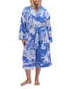 Desmond & Dempsey Printed Towel Robe In Loxodonta Blue/white