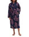 Desmond & Dempsey Printed Towel Robe In Tiger Navy/pink